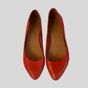 Madewell Sidewalk Skimmer Flats Red Perforated Leather Shoes Womens 8.5
